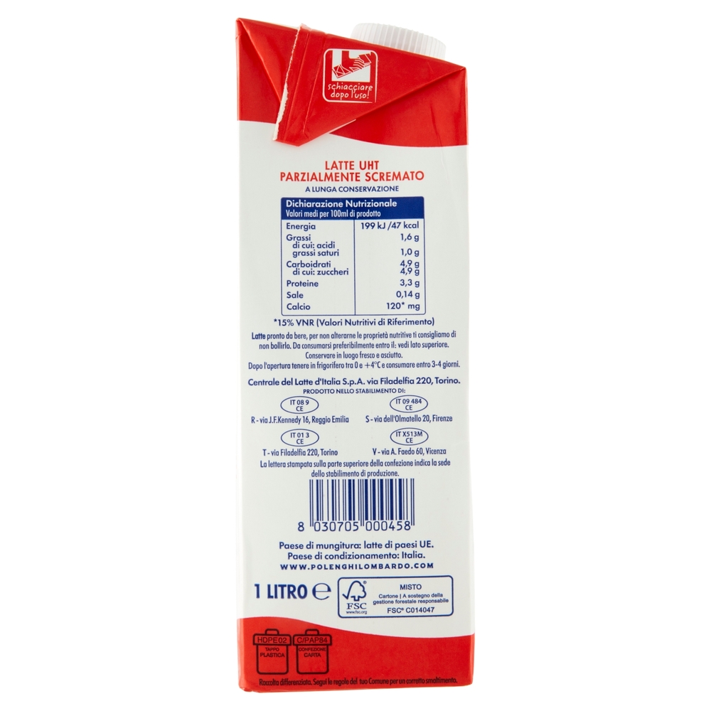 Latte Lunga Conservazione Parzialmente Scremato UHT, 1 l